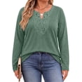 thumbnail image 3 of Fantaslook Lace Plus Size Tops for Women Long Sleeve V Neck Blouses Fall Tunic Shirts L-5XL, 3 of 9