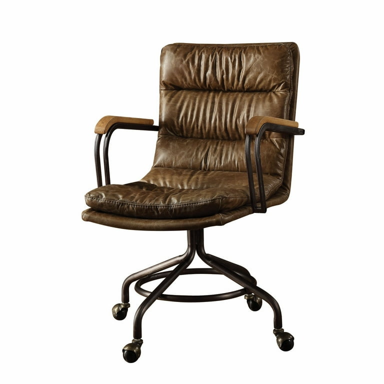 Coffee and Dark Brown Swivel Leather Rolling Executive Office Chair Coffee and Dark Brown Swivel Leather Rolling Executive Office Chair