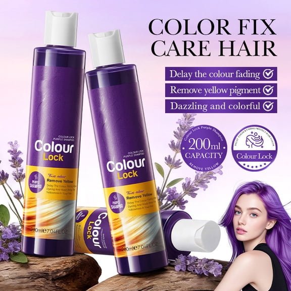 PiGOGI Lock-Color Purple Shampoo for Blonde and Color-Treated Hair, 200ml