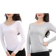 thumbnail image 1 of Ropa interior térmica femenina de manga larga con cuello redondo, camisa de fondo de otoño para el hogar y la Oficina, ropa interior para Prendas para la parte del cuerpo 2 piezas blanco gris L Jumpingount AP013721-11, 1 of 6