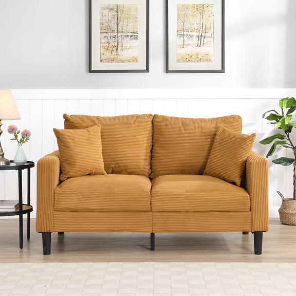 57" Orange Loveseat - Soft and Durable Sponge Cushion - Multiple Home Spaces - Long - lasting Comfort