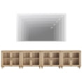thumbnail image 3 of WAMAPT Sideboard Buffet Cabinets with 8-Glass Door, Kitchen Storage Cabinets, Wood Coffee Bar Tables with Adjustable Shelf, Accent Sideboard Storage Cabinet Table Dining Room, Living Room,Oak (4 PCS), 3 of 7