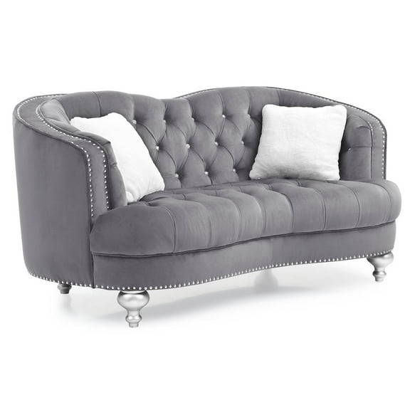 Glory Furniture Jewel Loveseat in Gray Color