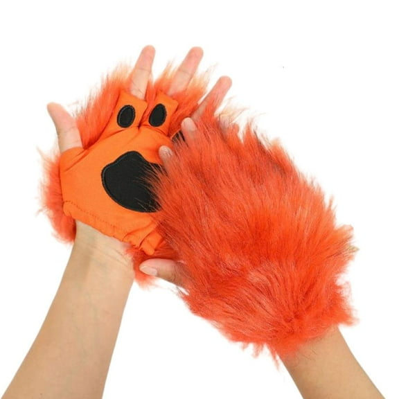 SDFGTstore Plush Cats Paws Gloves Foxes Paws Fingerless Mittens Fursuit Paws