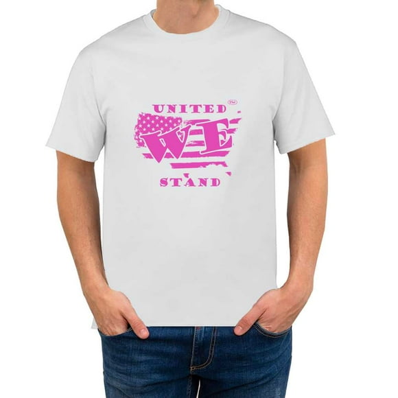 The Season Essentials All States Collection “United We Stand” 100% Cotton Unisex T-shirt Graphic Tee, White/Pink, 2X-Large