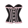 thumbnail image 5 of JOANKDMI Women's Chic Gothic Steampunk Corset Top with Ribbon Tie and Ruffle Trim Elegant Bustier for Pirate Roleplay and Vampire Halloween Dress Up Outfit, 5 of 5