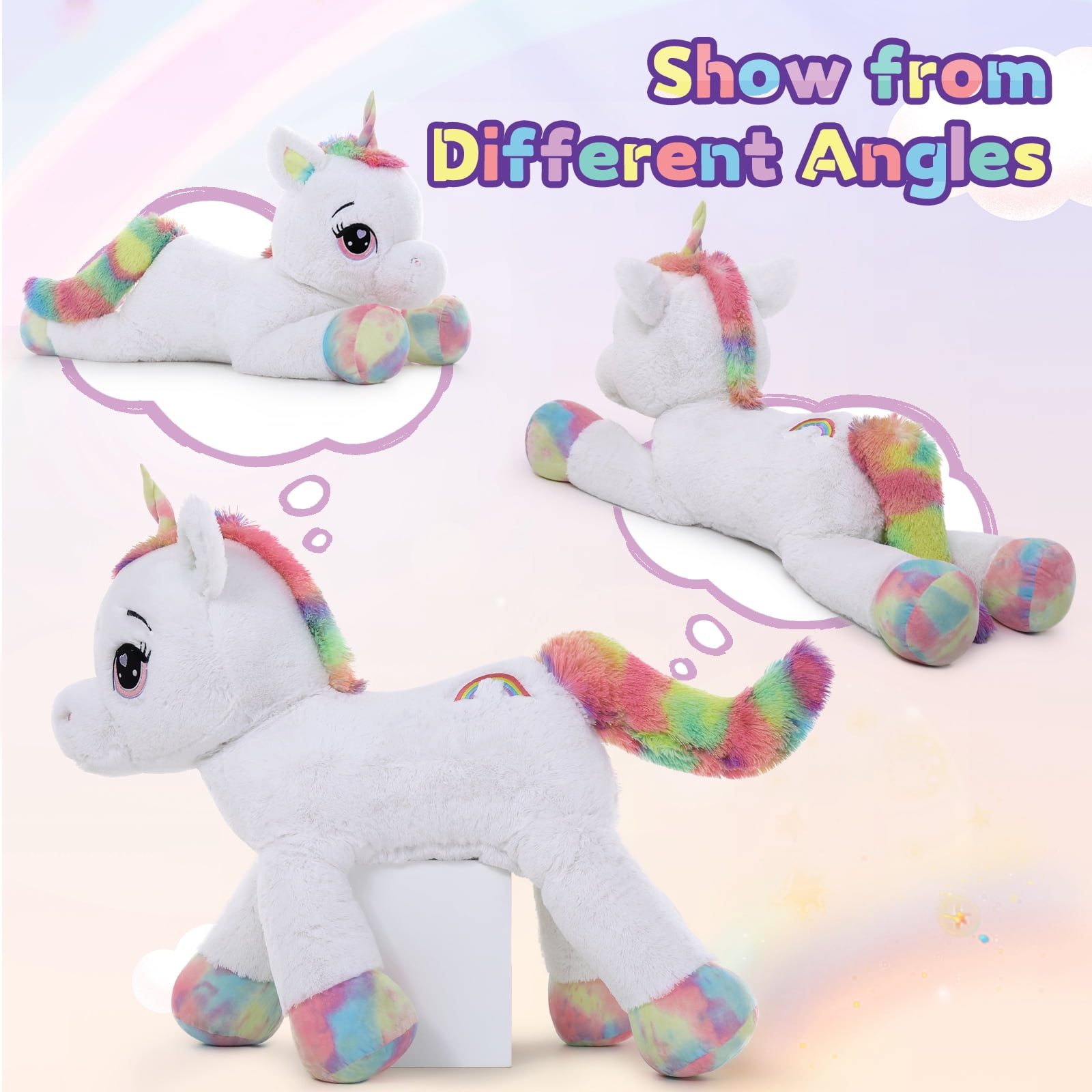 MaoGoLan 43'' Giant Unicorn Stuffed Animal Cute White Unicorn Plush Toy