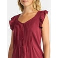 thumbnail image 5 of Time and Tru Women's Pintuck Sweetheart Top with Flutter Sleeves, Sizes XS-XXXL, 5 of 6