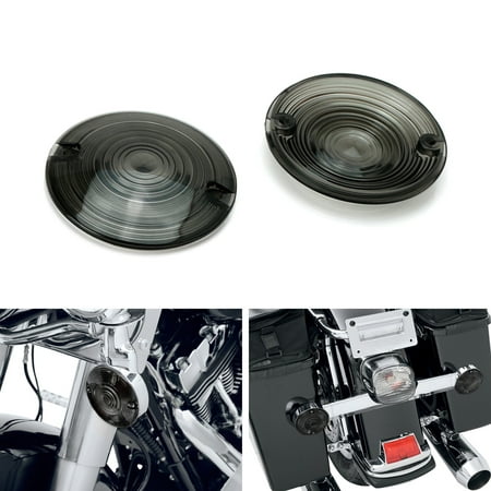 iJDMTOY Pair Smoked Lens Turn Signal Light Flat Lens Covers For Harley Davidson Touring Electra Glide Road King Sportster Motorcycle, (Best Light Touring Motorcycle)