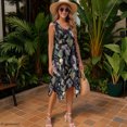 thumbnail image 4 of HELLHERO Summer Sleeveless Dress, Floral Print Side Pockets Asymmetric Hem Midi Dress, Irregular Hem Round Neck Sundress for Holiday Vacation, 4 of 8