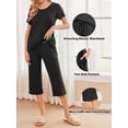 thumbnail image 4 of Avidlove Women's Capri Pajama Sets Short Sleeve Two-Piece Pjs V Neck Tops & Pants Black Lounge Sets S-2XL, 4 of 6