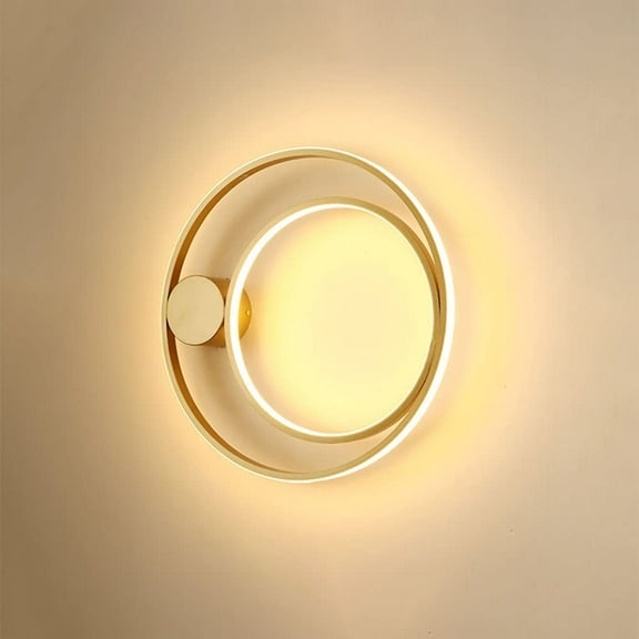 Round Wall Light Indoor LED Wall Sconces, Modern Ring Wall Mounted Lighting Fixture, Mid Century Circle Wall Lamps Living Room Decor Wall Wash Lights, Bedroom Bedside Lamps