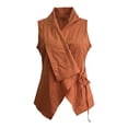 thumbnail image 6 of Outfmvch Sleeveless Linen Tops for Women Cotton Linen Sleeveless Tops for Women Vest Tops Women Linen Sleeveless Tops for Women Sleeveless Vest for Women Linen Blend Tops For Women Orange L, 6 of 8