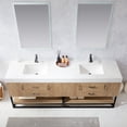 thumbnail image 6 of Vinnova Alistair 84" White Stone Top Oak Double Vanity Black Frame with Mirror, 6 of 17