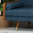 thumbnail image 5 of GDF Studio Aidan Mid Century Modern Tufted 3 Seater Sofa with Bolster Pillows, Navy Blue Fabric and Dark Walnut, 5 of 9