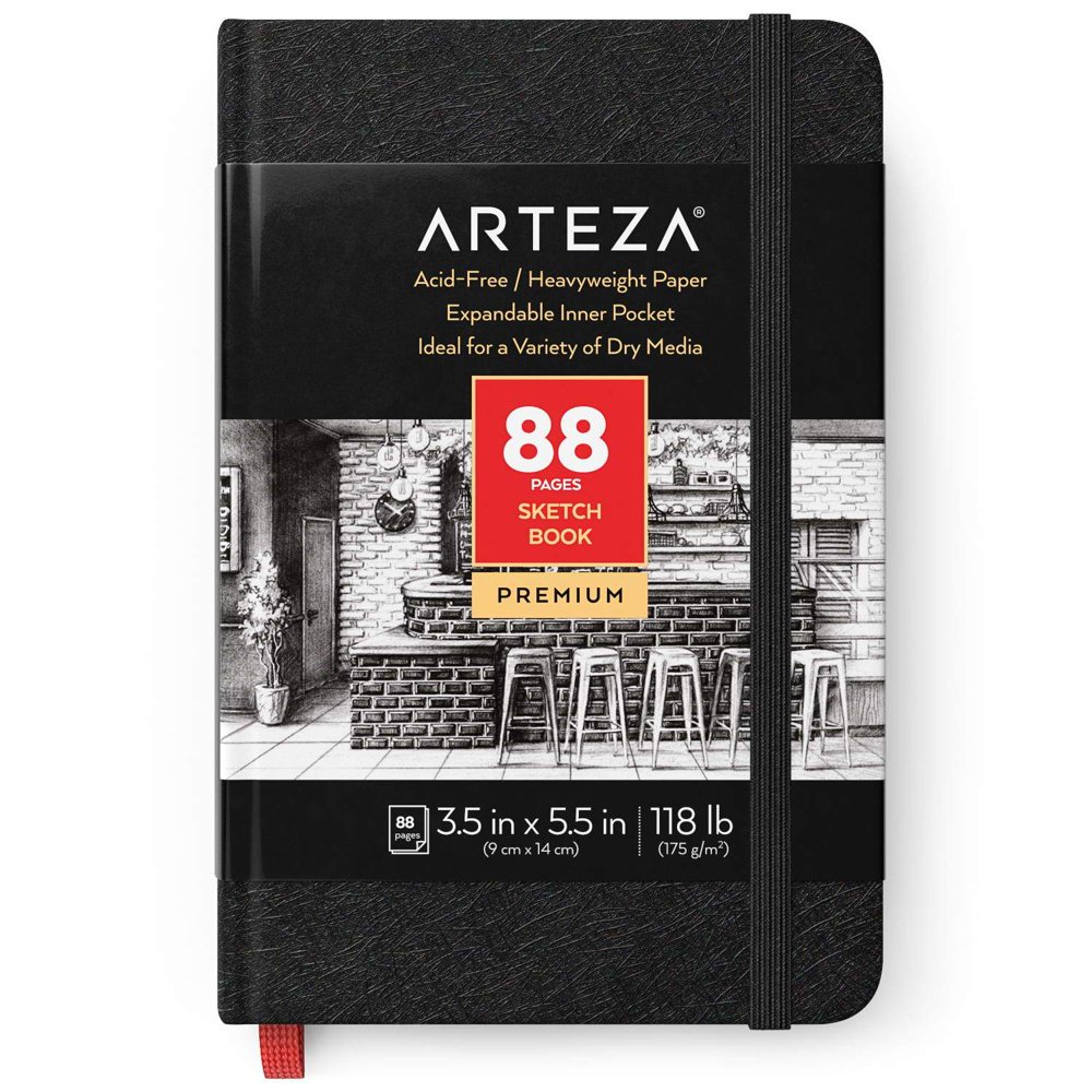 Arteza Sketchbook 3.5 × 5.5 in, 118 lb (175 g), 88 Pages