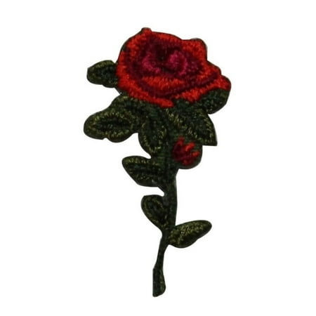 Id 6683 Single Red Rose Patch Love Plant Blossom Embroidered Iron On