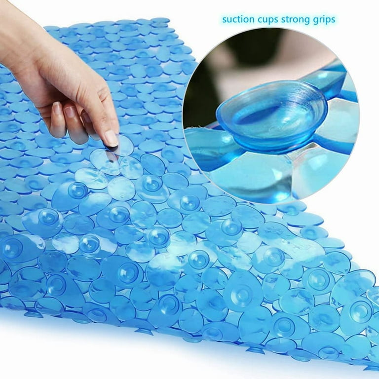 Clear Blue 27 in. L x 14 in. W Non Skid Bath Shower Oval Bubbles Bath Mat  7215147 - The Home Depot