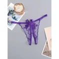 thumbnail image 3 of 4 tangas sexys con lazo decorativo, tirantes finos sin entrepierna, estampado floral de rosas, lencería íntima para mujer., 3 of 5