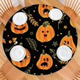 thumbnail image 2 of Halloween Themed Elastic Table Cover for 44 Inch Round Table - Pumpkin Printed Washable Fabric Party Dining Room Decor, 2 of 6