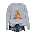 thumbnail image 5 of asdoklhq Sweaters for Women's Round Neck Hoodless Christmas Printed Casual Loose Sweatshirt Gray L, 5 of 7