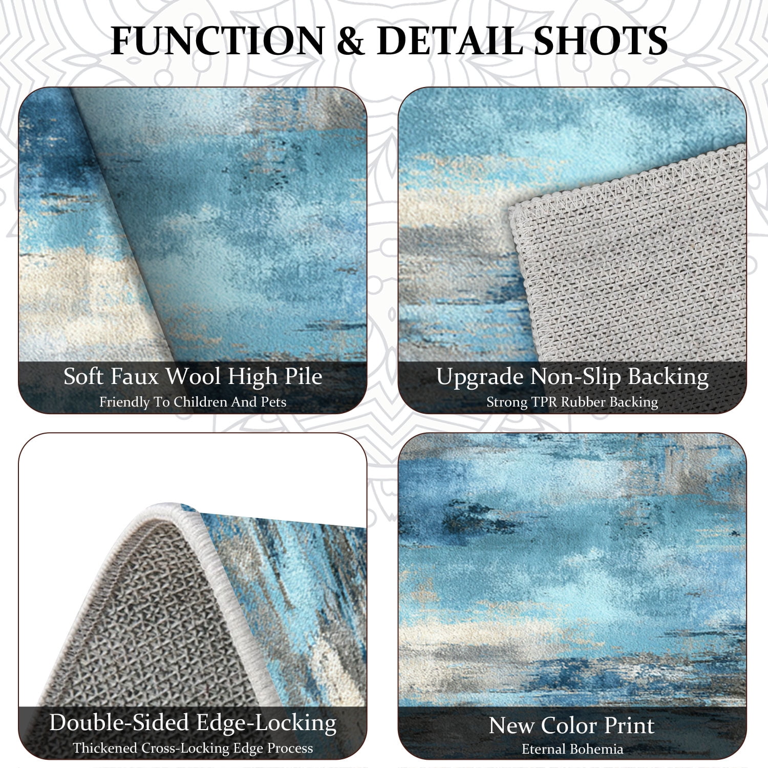3 Piece Kitchen Rug Set, Non-Slip And Washable, Abstract Pattern Kitchen Hallway Rug, Soft And Comfortable, Suitable For Sinks, Floors, Entrances, Hallways and Bathrooms