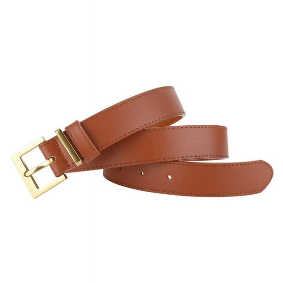 YooGuoGuo Women'S Belt Soft Genuine Leather Belt Square Buckle Pin Buckle Jeans Brown Belt Chic Luxury Brand Fancy Vintage Strap Female