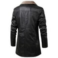 thumbnail image 4 of LIUJUNSHOP Men's Classic Trench Coat Mid Length Leather Jacket Business Casual Winter Coat With Thick And Oversized Notch Lapel For Men, 4 of 5