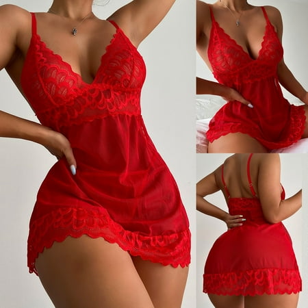 

Lingerie for Women Dqueduo Women Lingerie Corset Lace Free Wire Racy Muslin Sleepwear Underwear Dress+Briefs Valentines Day Gifts on Clearance