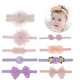 thumbnail image 1 of Girls'love talk Diademas para bebé, paquete de 4 diademas con turbante para niñas y niños, joyería para bebés, accesorios para el cabello con flores, regalos para bebés, juegos de regalo para bautizo, 1 of 7
