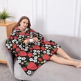 thumbnail image 5 of Oversized Wearable Blanket Hoodie,Red Strawberry Plants Flower Black Pattern Sherpa Blanket Hoodie with Super Pockets,Super Warm Fuzzy Pullover for Women & Men, 5 of 6