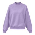 thumbnail image 3 of SSCMYXG Women’s Solid Mock Neck Raglan Sleeve Sweatshirt Long Sleeve Loose Fit No Hood Casual Pullover for Fall Winter Purple L, 3 of 3