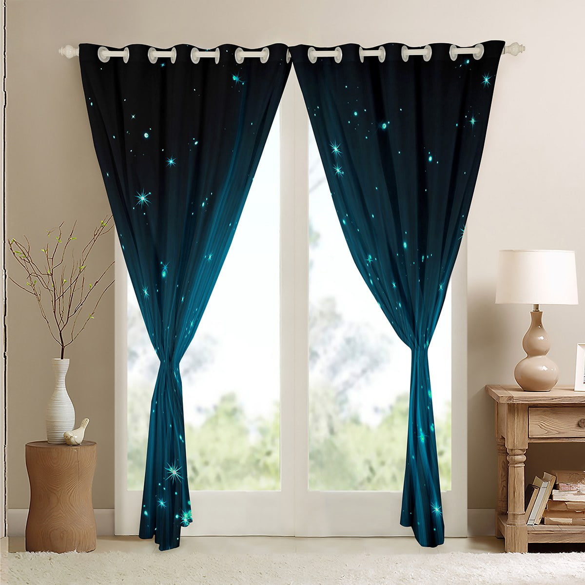 MESHELLY Cloud Curtains 42W X 63H Inch Rod Pocket Kids Curtains Baby Light Blue White Sky Bedroom Decor Boys Girls Nursery Playroom Curtains Natural