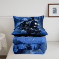 thumbnail image 5 of Manfei Classic Train Queen Comforter Set,Snowy Mountain Comforter Sets Queen,Blue,Black Reversible,3-Piece,1 Comforter and 2 Pillowcases, 5 of 7