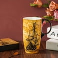 thumbnail image 6 of Topadorn Ceramic Mugs Porcelain Latte Tea Cup Coffee Mug with Lid and Gift Box,17oz.Sailing Ship, 6 of 9