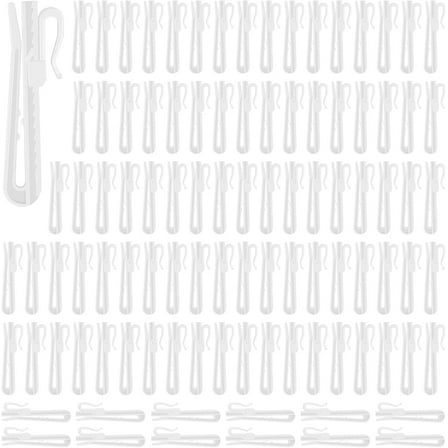 100 Pcs Plastic Curtain Rail Hooks, Heavy Duty Drapery Hooks, Adjustable Pinch