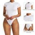 thumbnail image 2 of Womens Jumpsuits Casual Tight Solid Color Short Sleeved Bodysuit Jumpsuits for Women White 2XL, 2 of 8