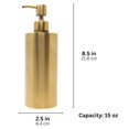 thumbnail image 4 of Yew Design Dispensador de jabón de latón dorado de acero inoxidable para fregadero de baño y cocina, bomba dispensadora de jabón para platos de mano redonda recargable de 15 oz para loción detergente, 4 of 5