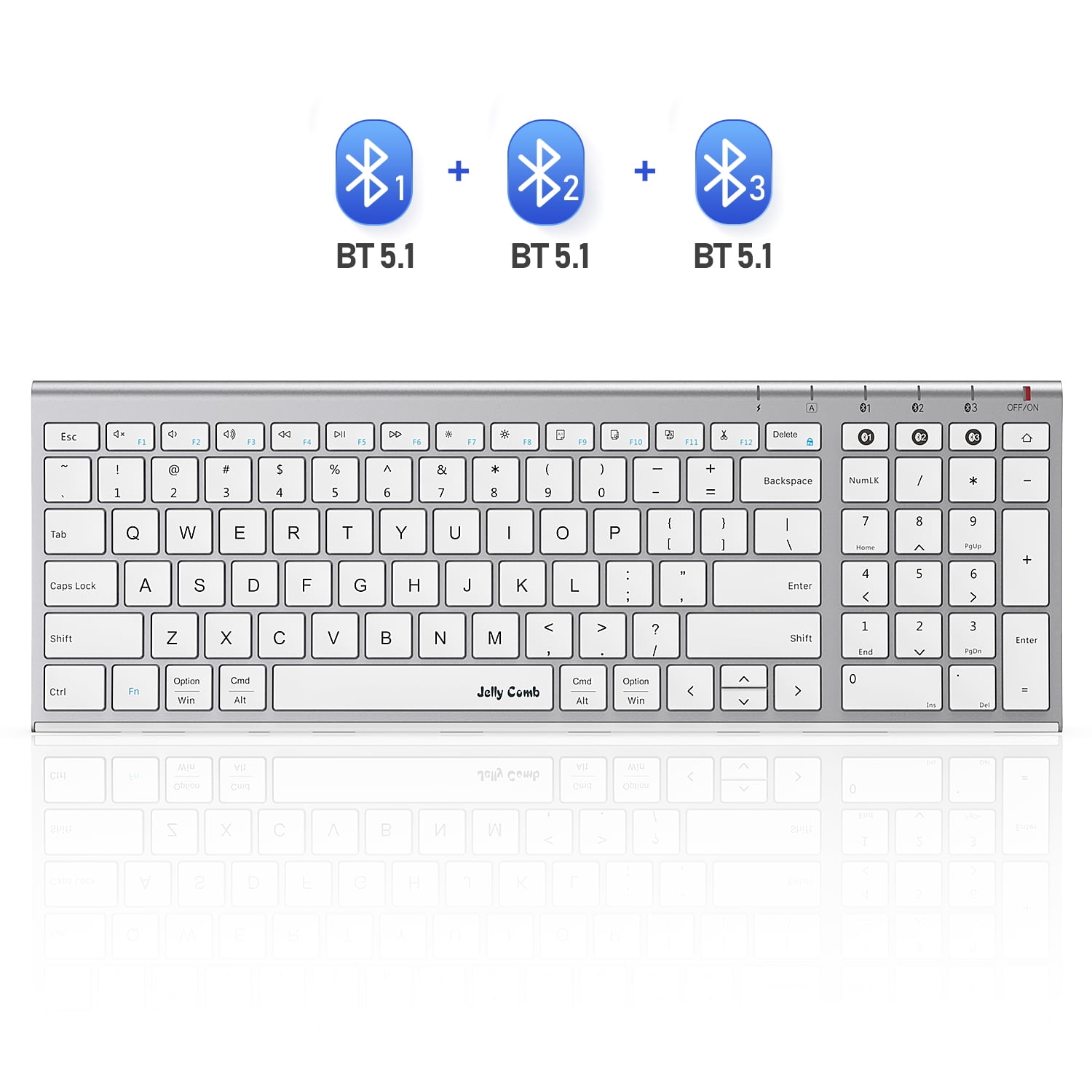 Multi Device Bluetooth Keyboard Jelly Comb Slim Compact Rechargeable