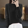thumbnail image 2 of Oksale Knit Sweaters for Women Trendy High Neck Pullover Shirts Soft Comfy Long Sleeve Fall Tops Black 2XL, 2 of 6