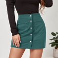 thumbnail image 4 of Women Short Skirt Solid Color High Waist Zipper Autumn Winter Skirt Corduroy Slim Single Slim Fit Solid Color Skirt Vacation Holiday Female Dailywear, 4 of 6