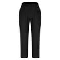 thumbnail image 4 of Ecqkame Mens Casual Cotton Linen Pants Elastic Waist Lightweight Straight-Legs Pants Loose Fashion Beach Long Trousers 02-Black L, 4 of 8