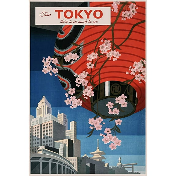 Iconic Arts Japan Visit Vintage Travel Laminated 24x36 Poster