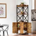 thumbnail image 4 of ModFusion 5-Tier Corner Bar Cabinet with Glass and Wine Holder, Rustic Brown, 4 of 10