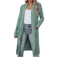 thumbnail image 2 of cllios Women's Casual Long Sleeve Draped Open Front Knit Pockets Long Cardigan Jackets Sweater, 2 of 6