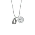 thumbnail image 2 of Delight Jewelry Black Nickeltone Crystal Initial - D - Beaded Border - Silvertone Script Initial Disc - T - Charm Necklace, 20"+3", 2 of 4