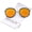 Blue-Silver / Orange Mirror, variant on zeroUV Unisex Modern Arched Bridge Slim Temple Colored Mirror Flat Lens Round Sunglasses 52mm (Clear-Gold / Purple Mirror) - 52mm