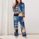 thumbnail image 2 of Balery Moonlit Night Sea Sailboat Conjunto de Pijama con Estampado para Mujer, Conjunto de Dos Piezas con Manga Larga, Ropa de Dormir Suave con Bolsillos, Pijamas Cómodos-X-Large, 2 of 7
