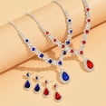 thumbnail image 3 of Eoperou 2Pcs/Set Elegant Bridal Jewelry Set Waterdrop Shape Stunning Rhinestones Necklace Dangle Earrings Set, 3 of 8