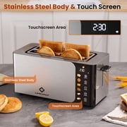 LINKChef Touch Screen 4-Slice Toaster, Stainless Steel, 6 Bread Types & 6 Shade Settings, Timer Countdown